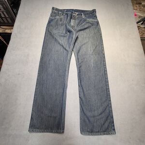 Levi's 514 Jeans Mens Size 36x32 Blue Slicker Slim Straight Distressed Denim